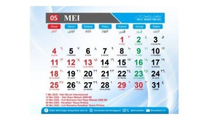 Catat Tanggalnya! Bulan Mei 2025 Banyak Hari Libur Nasional