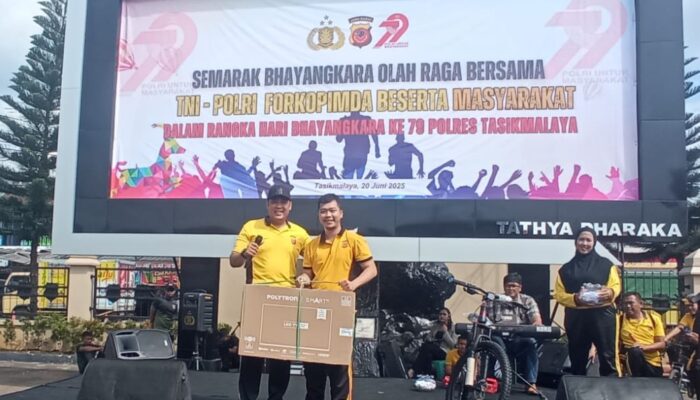 Dari Senam hingga Doorprize: Momen Hangat Hari Bhayangkara di Tengah Masyarakat Kabupaten Tasikmalaya