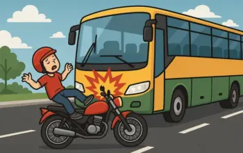 tabrakan motor vs bus
