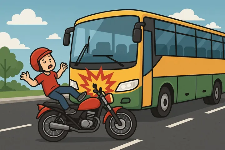 tabrakan motor vs bus