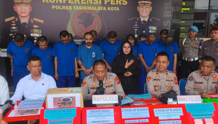 Polres Tasikmalaya Kota Ungkap 13 Kasus Narkoba, Amankan Ketua Kelompok Bermotor