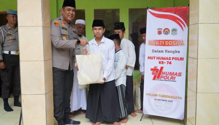 HUT ke-74 Humas Polri, Polres Tasikmalaya Gelar Bakti Sosial dan Santuni 50 Anak Yatim di Ponpes Sabilulhuda