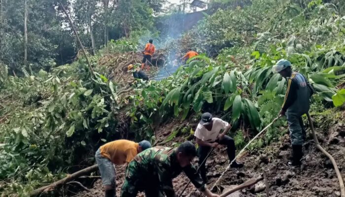 Longsor Tutup Akses Jalan Sukarame–Tanjungjaya, Terjadi Pagi Hari di Sukamenak Tasikmalaya
